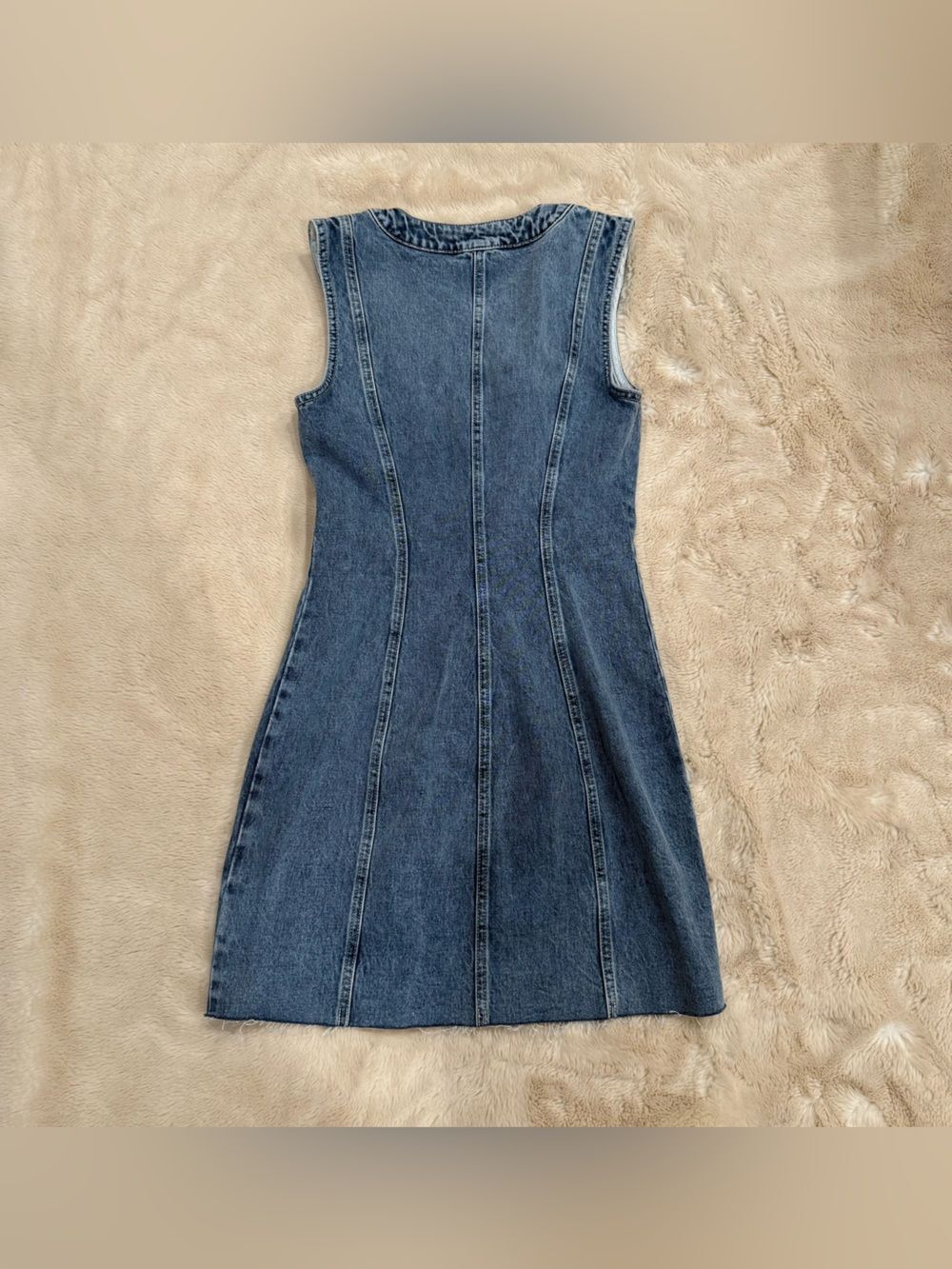 RAILS Strand Asymmetric Sleeveless Button-Up Frayed Denim Dress Size S NWT - Picture 2 of 7